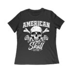 American Skull Gothic T-Shirt - Patriotic Dark Art Design Women Relaxed – Viva Party