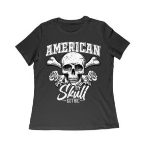 American Skull Gothic T-Shirt - Patriotic Dark Art Design Women Relaxed – Viva Party