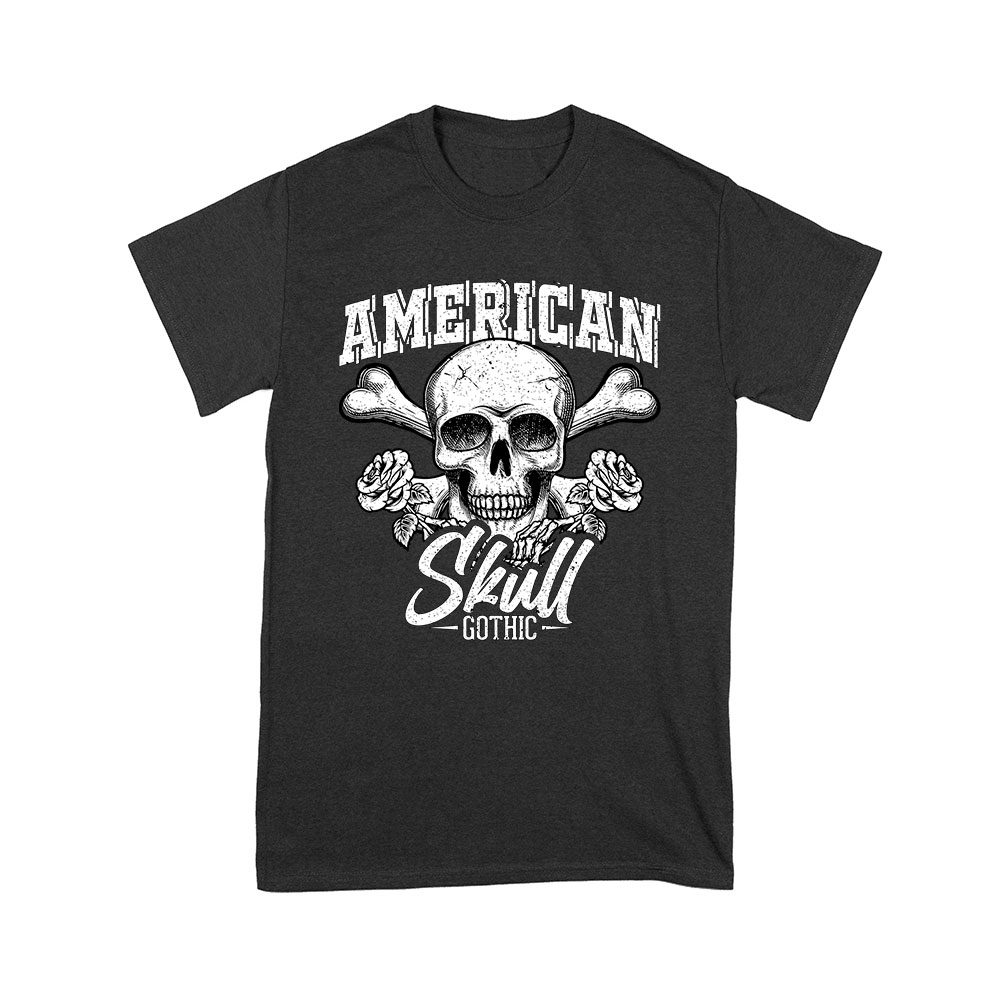 Cart-74_Y-Black.jpg American Skull Gothic T-Shirt - Patriotic Dark Art Design Unisex Youth – Viva Party