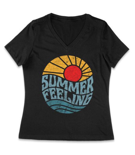 Summer Feeling T-Shirt - Sunny Days and Warm Vibes Tee Women Jersey V-Neck – Viva Party