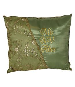 5 Pc Sage and Gold Quinceanera Pillow Set