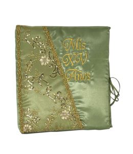 5 Pc Sage and Gold Quinceanera Pillow Set