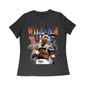 William Scull Collage T-Shirt - Cuba Flag Background Boxing Fan Tee with Bold Graphic Design Women Relaxed – Viva Party
