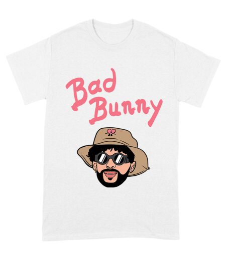 Bad-Bunny Cartoon Style Portrait with Hat and Sunglasses