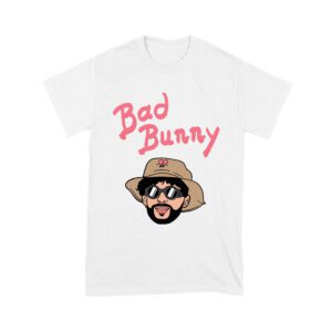 Bad-Bunny Cartoon Style Portrait with Hat and Sunglasses