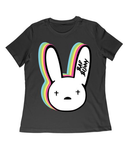 Bad-Bunny Bunny Face Graphic with Bold Outline - Iconic Music-Inspired Design Women Relaxed – Viva Party