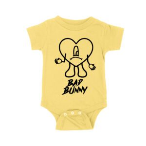 Bad-Bunny Heart Character with Sad Expression ? Colorful Island Background Art Inspired by Music Vibes Unisex Baby Jersey
