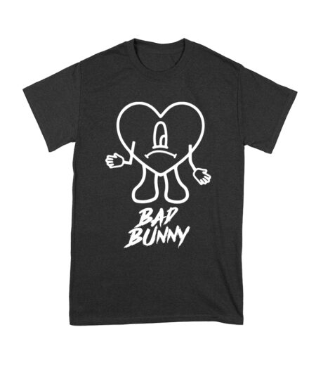 Bad-Bunny Heart Character with Sad Expression ? Colorful Island Background Art Inspired by Music Vibes Unisex Youth – Viva Party