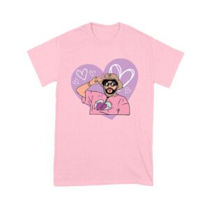 Bad-Bunny Character with Pink Heart Background ? Urban Latin Pop Art Style Illustration Unisex Youth
