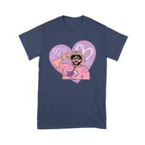 Bad-Bunny Character with Pink Heart Background ? Urban Latin Pop Art Style Illustration Unisex Youth