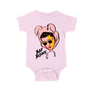 Bad-Bunny Cartoon Style Wearing a Bunny Hood with Streetwear Vibes Unisex Baby Jersey