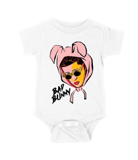 Bad-Bunny Cartoon Style Wearing a Bunny Hood with Streetwear Vibes Unisex Baby Jersey