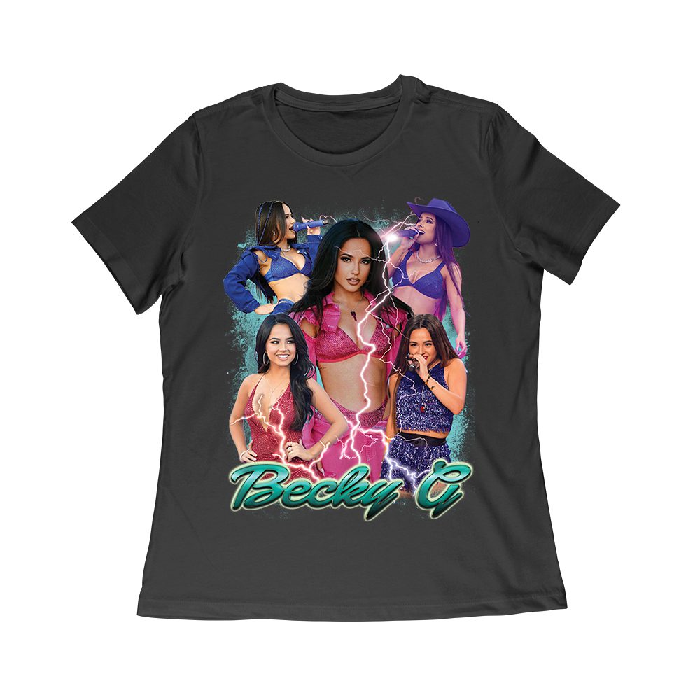 Bkg-03_Wr-Black.jpg Becky-G Five Pose Collage T-Shirt - Iconic Style Moments For True Fans Women Relaxed – Viva Party