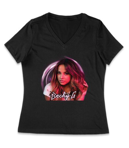 Becky-G Signature Pose T-Shirt - Bold Latin Music Vibe for True Fans Women Jersey V-Neck – Viva Party