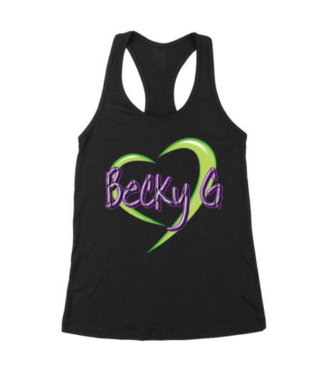 Becky-G in Heart Design T-Shirt - Stylish Tribute to Latin Pop Icon Women's Racerback Tank Top – Viva Party