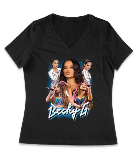 Becky-G 5 Pose Collage T-Shirt ? Iconic Latin Pop Style for Music Fans Women Jersey V-Neck – Viva Party