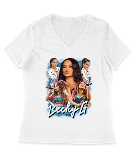 Becky-G 5 Pose Collage T-Shirt ? Iconic Latin Pop Style for Music Fans Women Jersey V-Neck