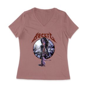 Becky-G Gothic Rose Warrior T-Shirt ? Fierce Beauty Meets Dark Romance Women Jersey V-Neck