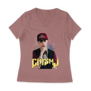 Cris-MJ Streetwear Swag Portrait with Bling Chains Women Jersey V-Neck