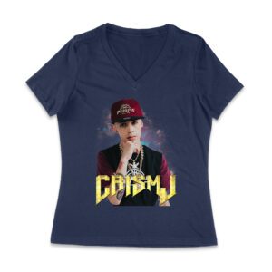 Cris-MJ Streetwear Swag Portrait with Bling Chains Women Jersey V-Neck