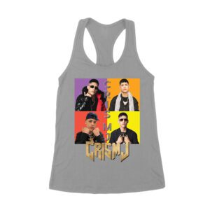 Cris-MJ Dual Color Block Portrait with Gold Logo Women's Racerback Tank Top