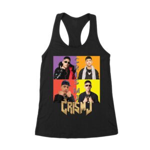 Cris-MJ Dual Color Block Portrait with Gold Logo Women's Racerback Tank Top – Viva Party