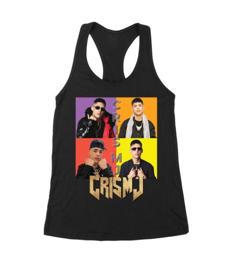 Cris-MJ Dual Color Block Portrait with Gold Logo Women's Racerback Tank Top – Viva Party