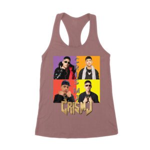 Cris-MJ Dual Color Block Portrait with Gold Logo Women's Racerback Tank Top