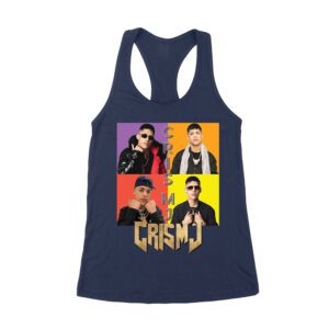 Cris-MJ Dual Color Block Portrait with Gold Logo Women's Racerback Tank Top