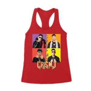 Cris-MJ Dual Color Block Portrait with Gold Logo Women's Racerback Tank Top