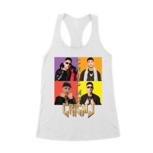 Cris-MJ Dual Color Block Portrait with Gold Logo Women's Racerback Tank Top