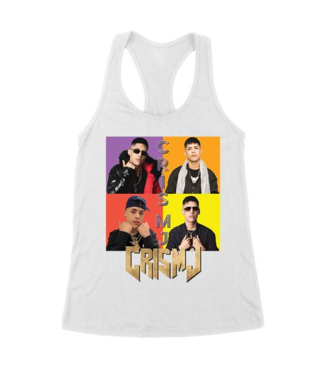 Cris-MJ Dual Color Block Portrait with Gold Logo Women's Racerback Tank Top