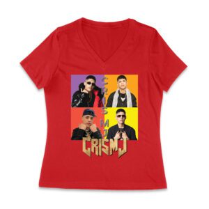 Cris-MJ Dual Color Block Portrait with Gold Logo Women Jersey V-Neck