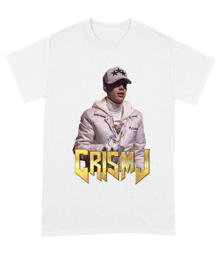 Cris-MJ in White Jacket with Bold Gold Logo Unisex Adult