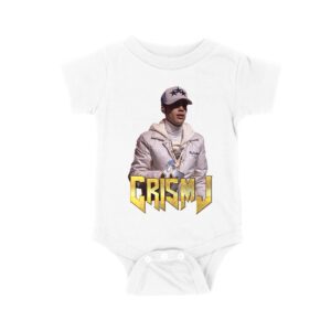 Cris-MJ in White Jacket with Bold Gold Logo Unisex Baby Jersey