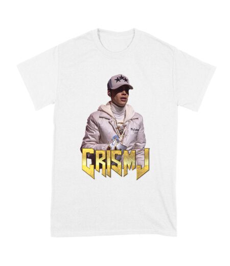 Cris-MJ in White Jacket with Bold Gold Logo Unisex Youth