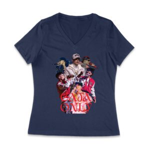Cris-MJ Crown Only Group Collage in Red Theme Women Jersey V-Neck