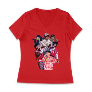 Cris-MJ Crown Only Group Collage in Red Theme Women Jersey V-Neck