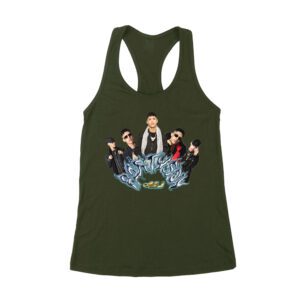 Cris-MJ Graffiti Art Style with Rap Group Pose Women's Racerback Tank Top