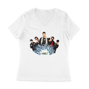 Cris-MJ Graffiti Art Style with Rap Group Pose Women Jersey V-Neck