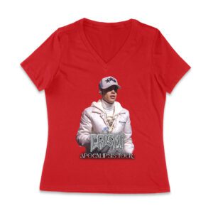 Cris-MJ Apocalipsis Tour Poster with Epic Vibes Women Jersey V-Neck