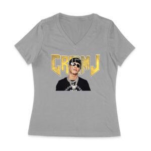Cris-MJ Close-Up with Sunglasses and Gold Chains Women Jersey V-Neck