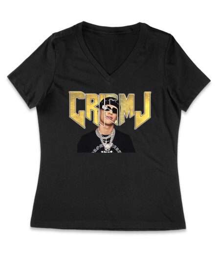 Cris-MJ Close-Up with Sunglasses and Gold Chains Women Jersey V-Neck – Viva Party