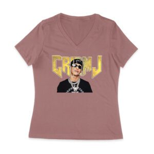 Cris-MJ Close-Up with Sunglasses and Gold Chains Women Jersey V-Neck