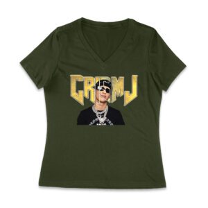 Cris-MJ Close-Up with Sunglasses and Gold Chains Women Jersey V-Neck
