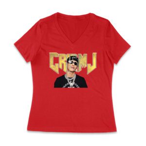 Cris-MJ Close-Up with Sunglasses and Gold Chains Women Jersey V-Neck