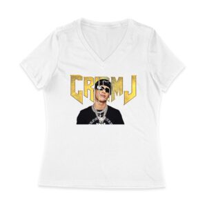 Cris-MJ Close-Up with Sunglasses and Gold Chains Women Jersey V-Neck