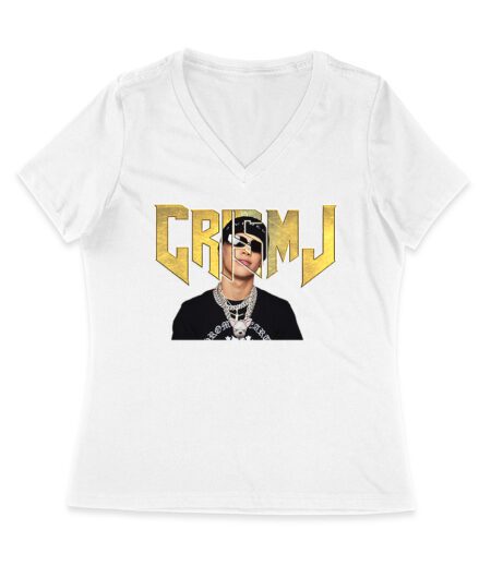 Cris-MJ Close-Up with Sunglasses and Gold Chains Women Jersey V-Neck