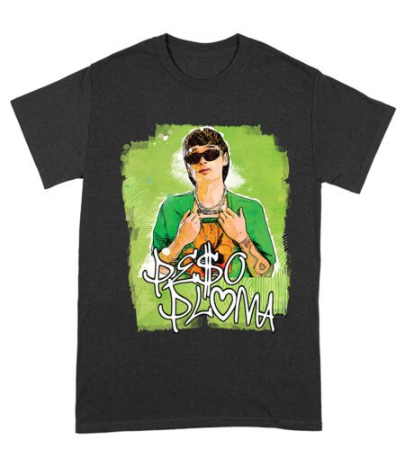 Peso-Pluma Streetwear Style Graphic T-Shirt with Green Watercolor Background ? Trendy Urban Look Unisex Adult – Viva Party