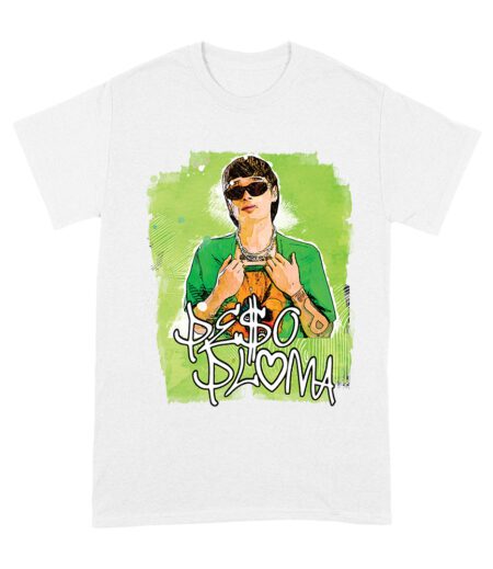 Peso-Pluma Streetwear Style Graphic T-Shirt with Green Watercolor Background ? Trendy Urban Look Unisex Adult